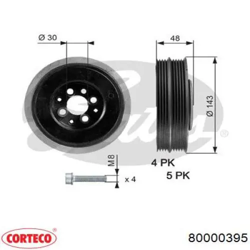 Шків колінвала (демпфер ) Corteco 80000395 ціна, від 26.72 USD