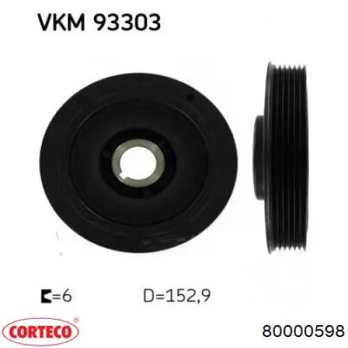 Демпферний шків колінвала Corteco 80000598