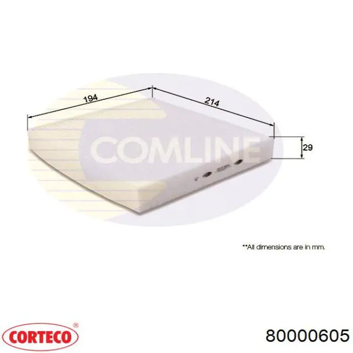 Фільтр повітряний обігрівача Corteco 80000605 ціна, від 7.61 USD