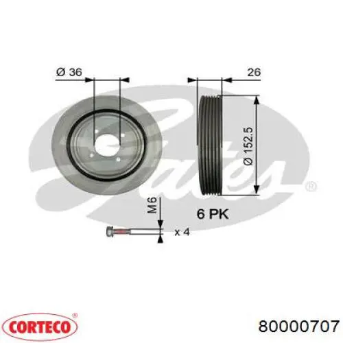 Шків колінвала 80000707 Corteco