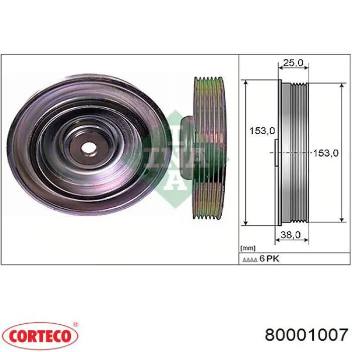 Купити 80001007 Corteco Шків колінчастого вала