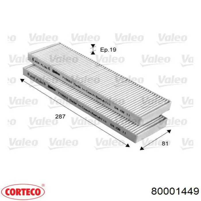 Купити 80001449 Corteco Фільтр салону вугільний
