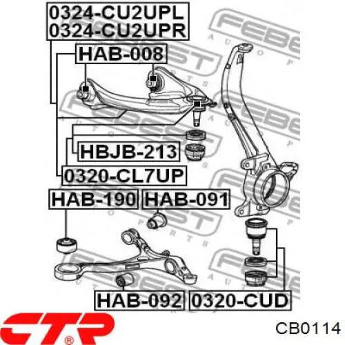 CB0114 CTR Кульова опора, верхня