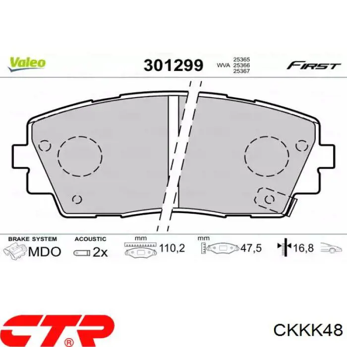 Передні тормозні колодки CKKK48 CTR