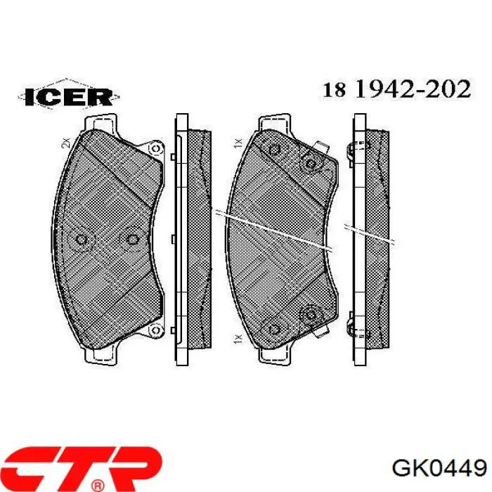 Передні тормозні колодки GK0449 CTR