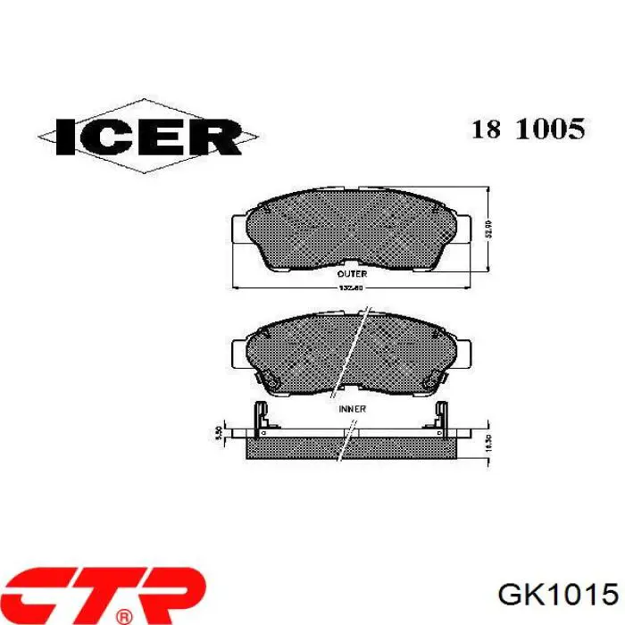 Колодки гальмівні передні, дискові GK1015 CTR