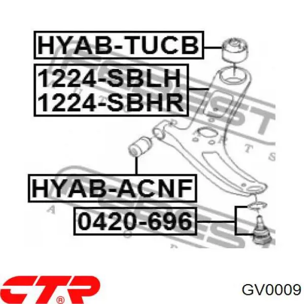 Сайлентблок переднього важеля GV0009 CTR