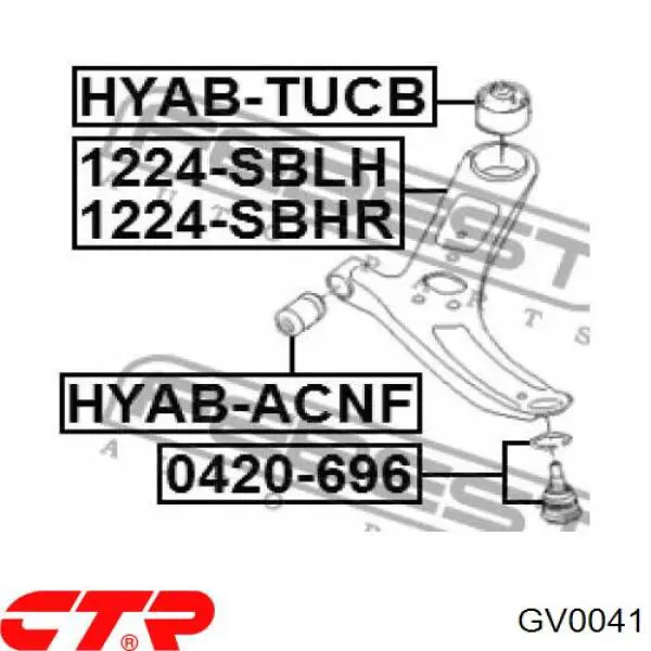 Сайлентблок нижнього важеля передньої підвіски CTR GV0041 ціна, від 3.15 USD