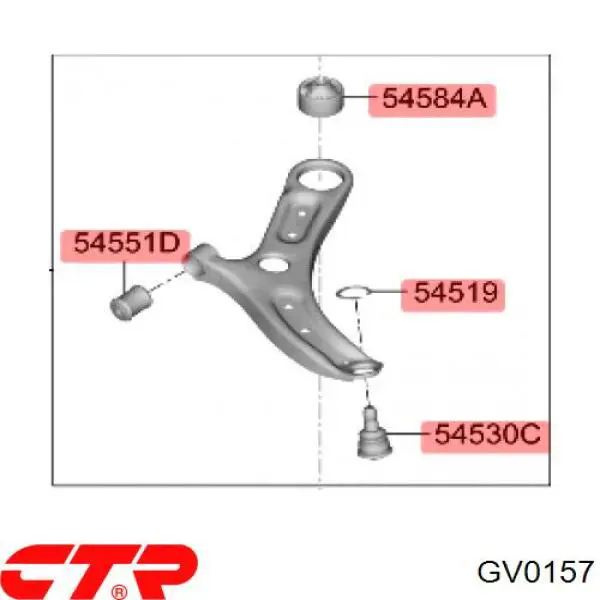 Сайлентблок переднього важеля GV0157 CTR