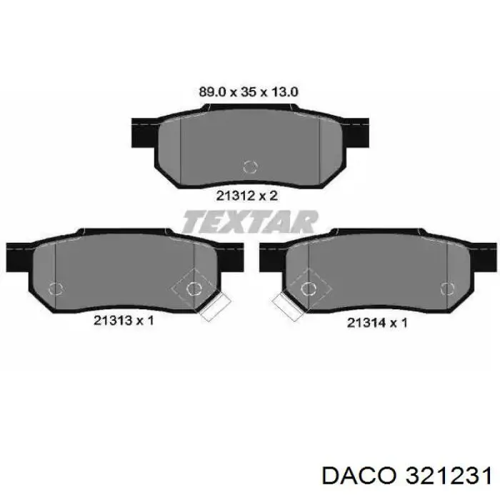 Задні гальмівні колодки Daco 321231 ціна, від 13.56 USD