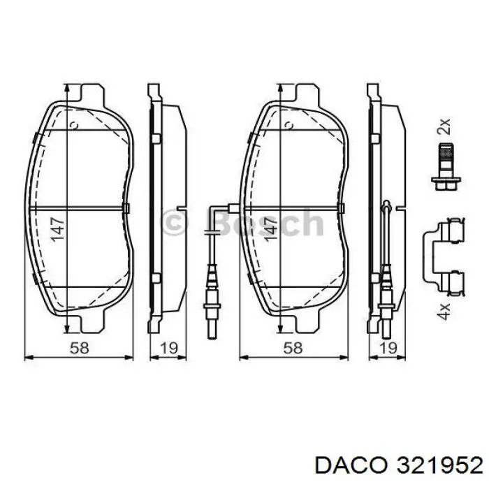 321952 Daco Передні гальмівні колодки