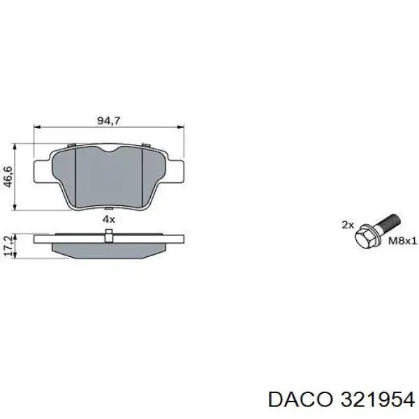 Задні гальмівні колодки Daco 321954 ціна, від 14.31 USD