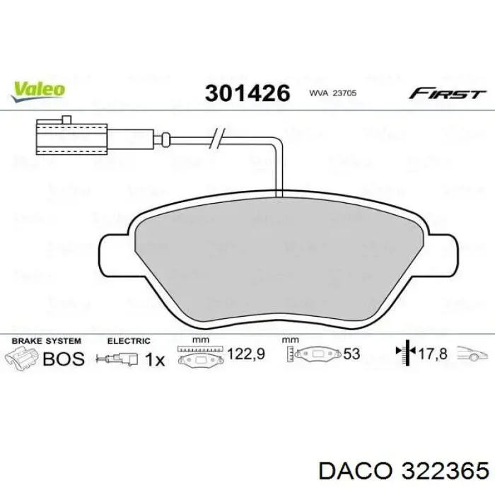 Тормозні колодки Daco 322365
