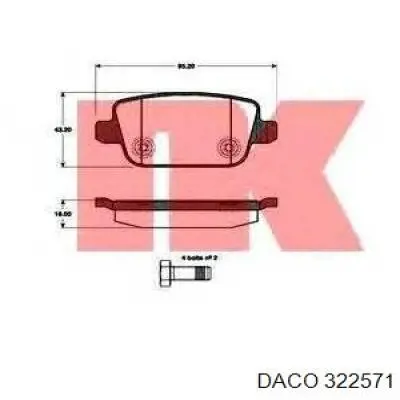 Задні гальмівні колодки Daco 322571 ціна, від 18.74 USD