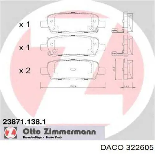 Купити 322605 Daco Задні колодки