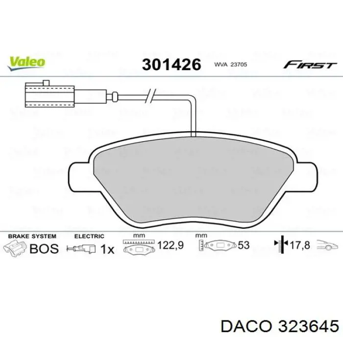 Гальмівні колодки Daco 323645 ціна, від 21.51 USD