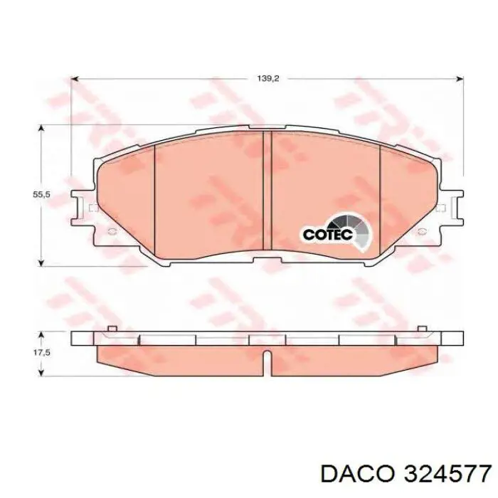 Передні тормозні колодки 324577 Daco