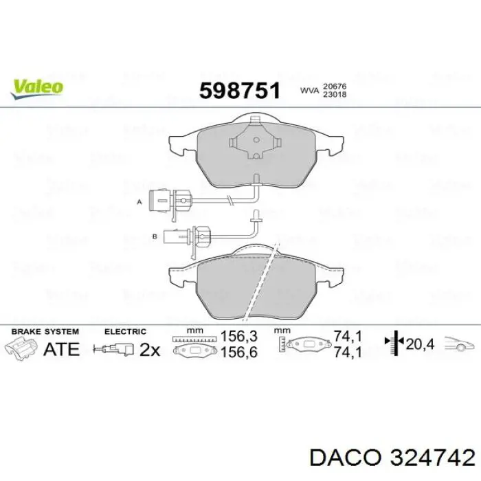 Тормозні колодки Daco 324742