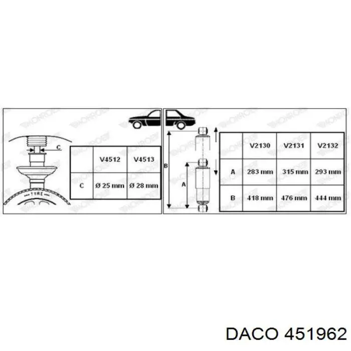 451962 Daco амортизатор передній