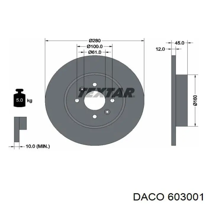 Диск гальмівний задній 603001 Daco