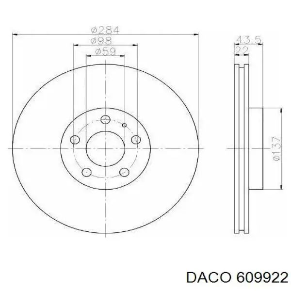 Диск переднього гальма Daco 609922 ціна, від 33.13 USD