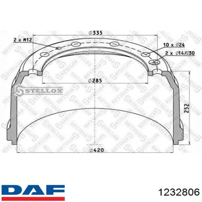 Барабан гальмівний задній DAF 1232806 ціна, від 176.00 USD