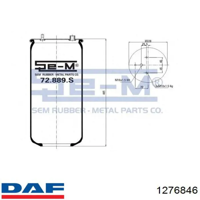 Пневмоподушка/Пневморессора моста DAF 1276846 ціна, від 33.82 USD