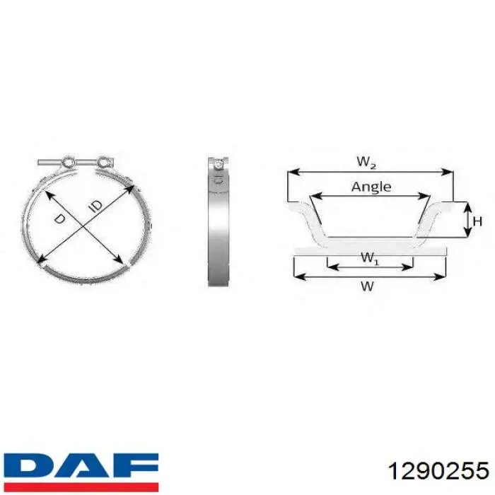 Зєднувальний хомут випускного колектора DAF 1290255 ціна, від 13.03 USD