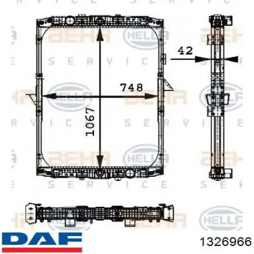 1326966 DAF Радіатор охолодження двигуна