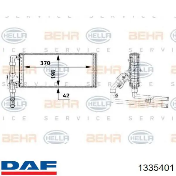 1335401 DAF Радіатор опалювача салону