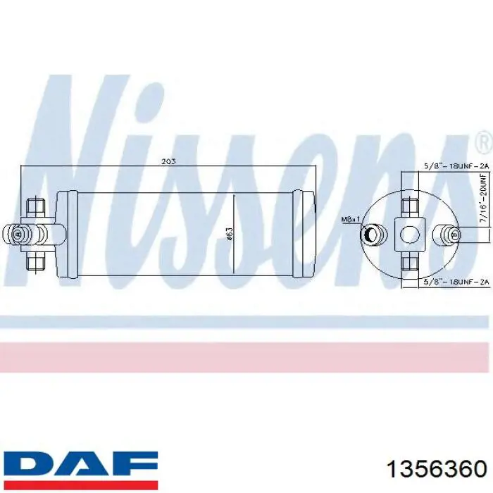Ресивер-осушувач кондиціонера DAF 1356360 ціна, від 18.17 USD