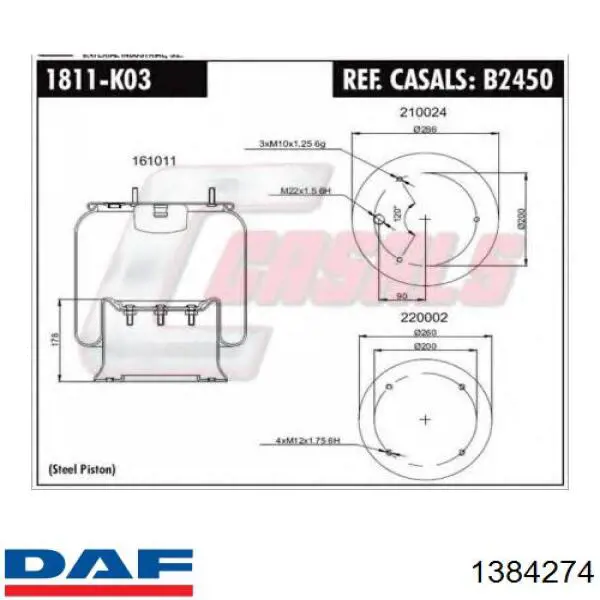 1384274 DAF Пневмоподушка/пневморессора моста заднього