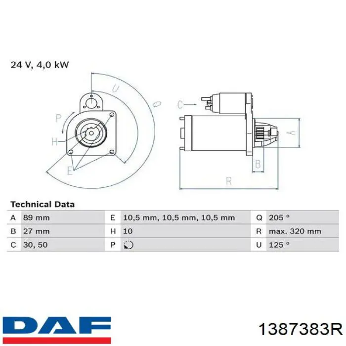 1387383R DAF Стартер двигуна