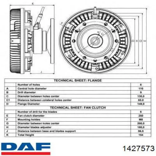 Купити 1427573 DAF Муфта вязкостная системи охолодження