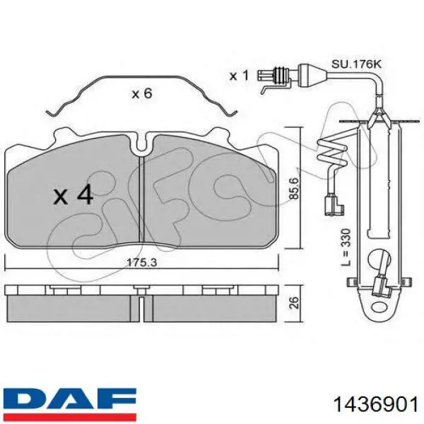 1436901 DAF Передні гальмівні колодки