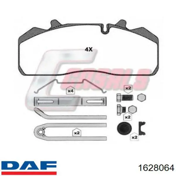 Колодки гальмівні передні, дискові 1628064 DAF