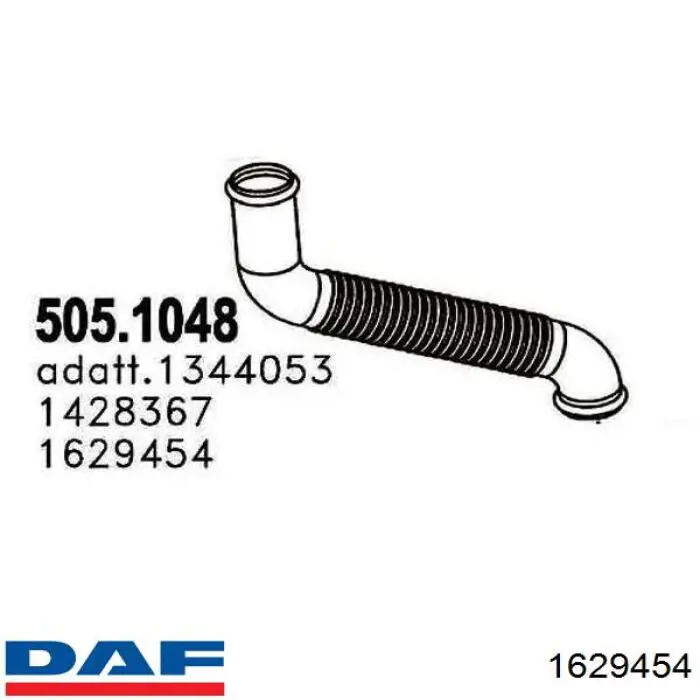 Купити 1629454 DAF Труба вихлопна, від каталізатора до глушника