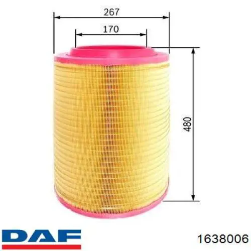 Елемент повітряного фільтра DAF 1638006 ціна, від 72.66 USD
