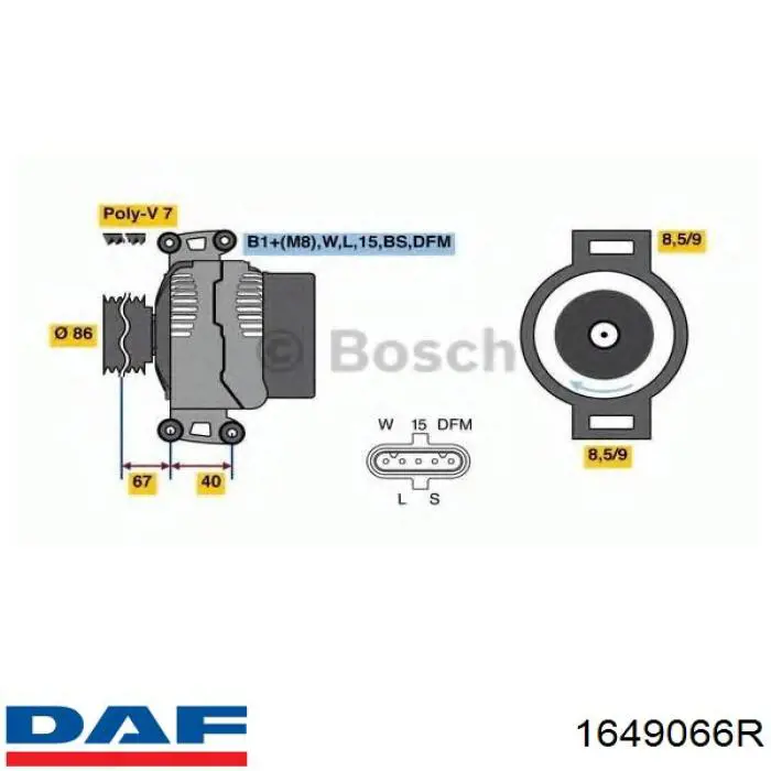 Генератор DAF 1649066R ціна, від 160.56 USD