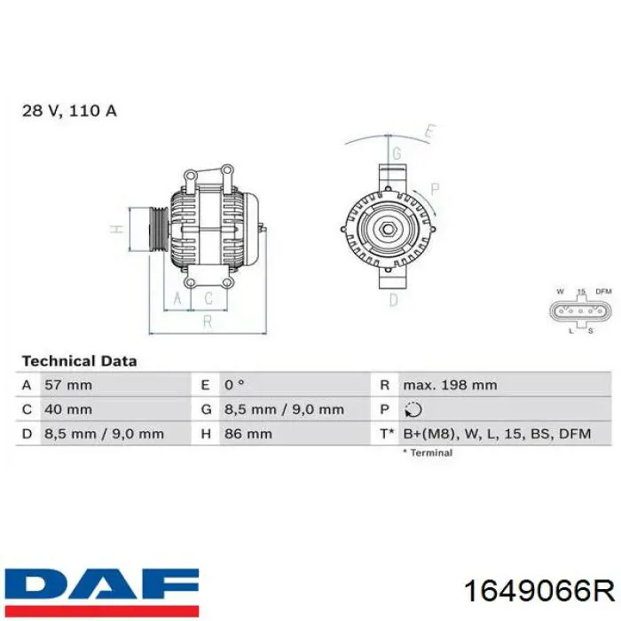 1649066R DAF Авто генератор