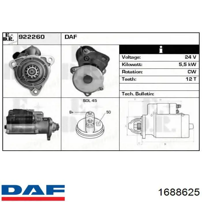 1688625 DAF Стартер двигуна