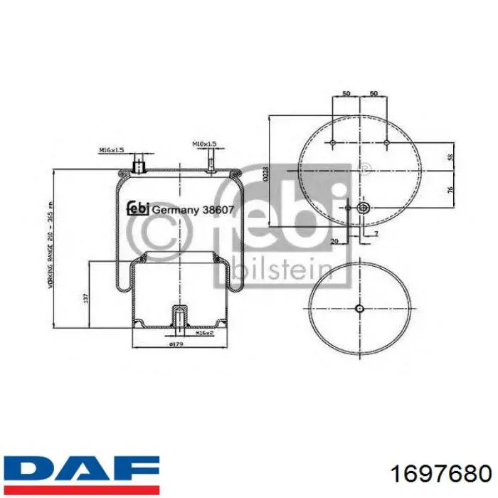 Пневморессора задня DAF 1697680 ціна, від 70.09 USD