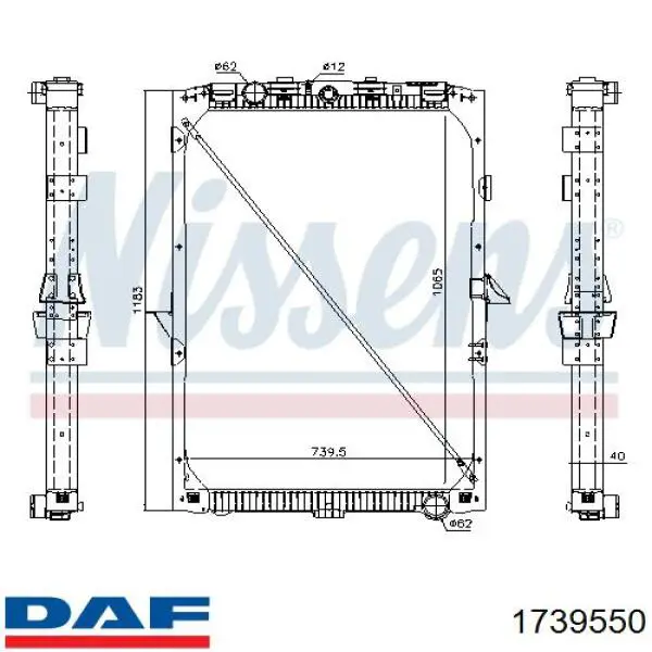 1739550 DAF Радіатор охолодження двигуна