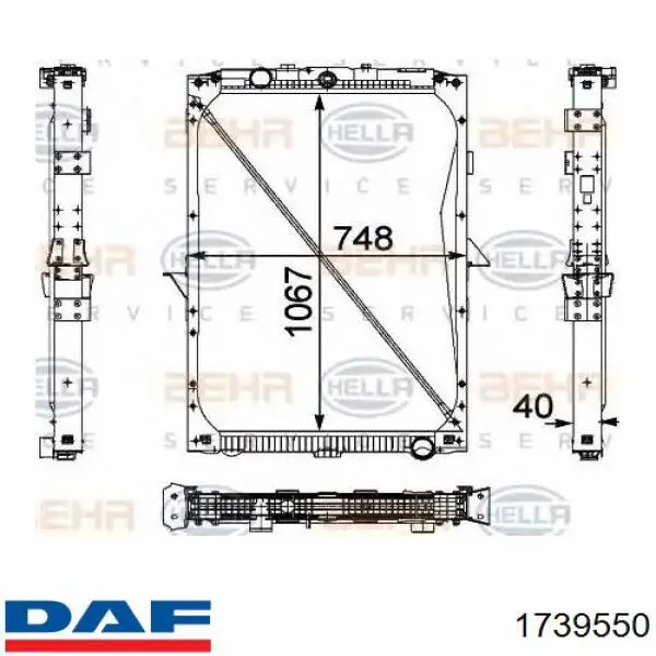 Радіатор основний DAF 1739550 ціна, від 352.74 USD