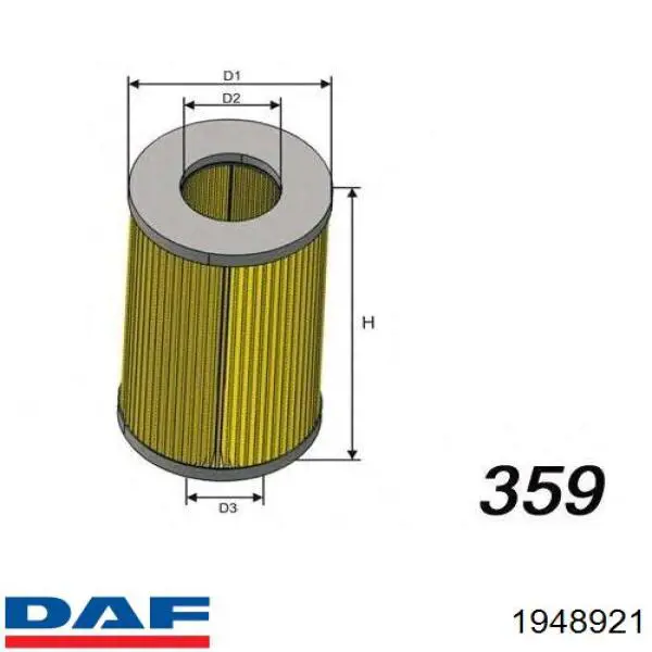 Масляний фільтр двигуна DAF 1948921 ціна, від 27.80 USD