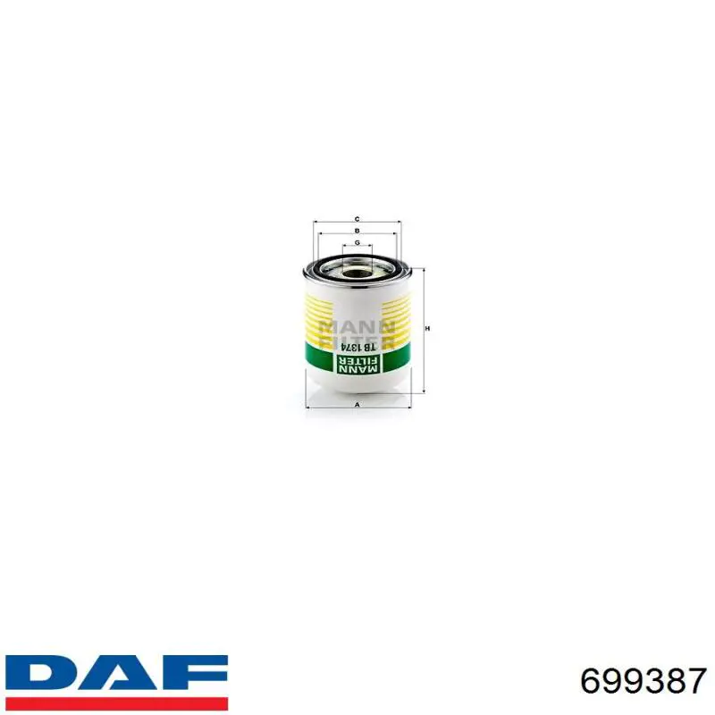 699387 DAF фільтр осушувача повітря (вологомастиловідділювача (TRUCK))