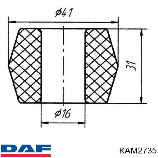 Сайлентблок/втулка ресори передньої DAF KAM2735 ціна, від 5.89 USD