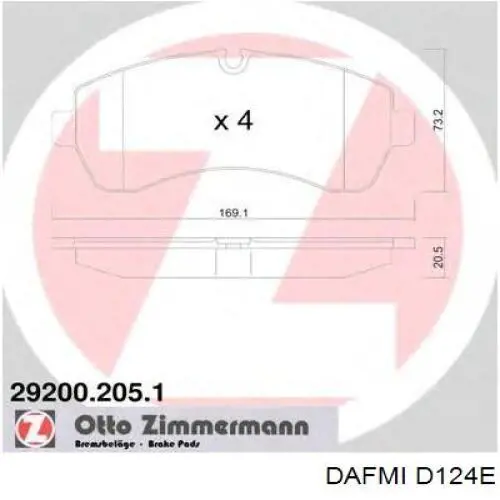 D124E Dafmi Передні гальмівні колодки
