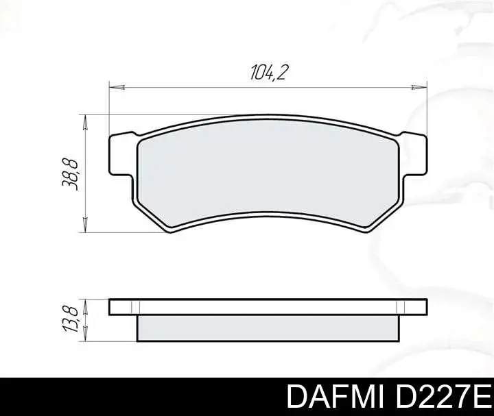 D227E Dafmi Колодки гальмівні задні, дискові