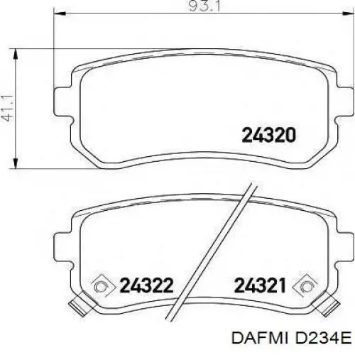 D234E Dafmi колодки гальмові задні, дискові